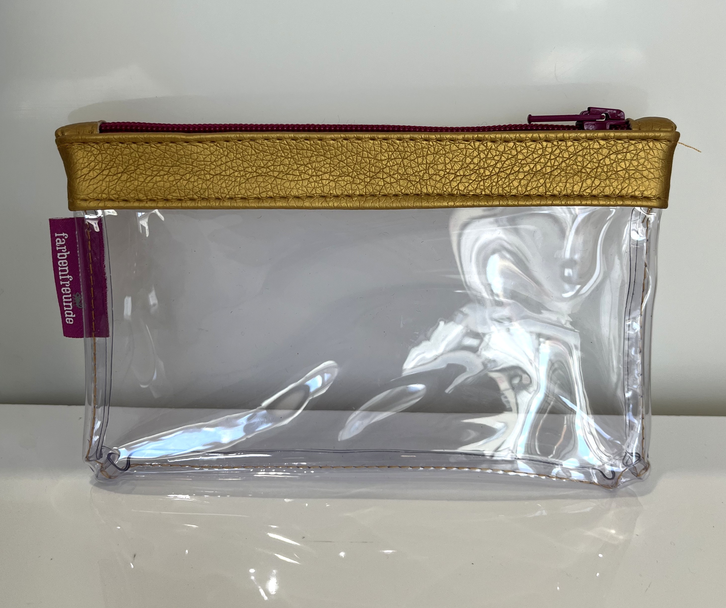 Toilettentasche, flach, gold