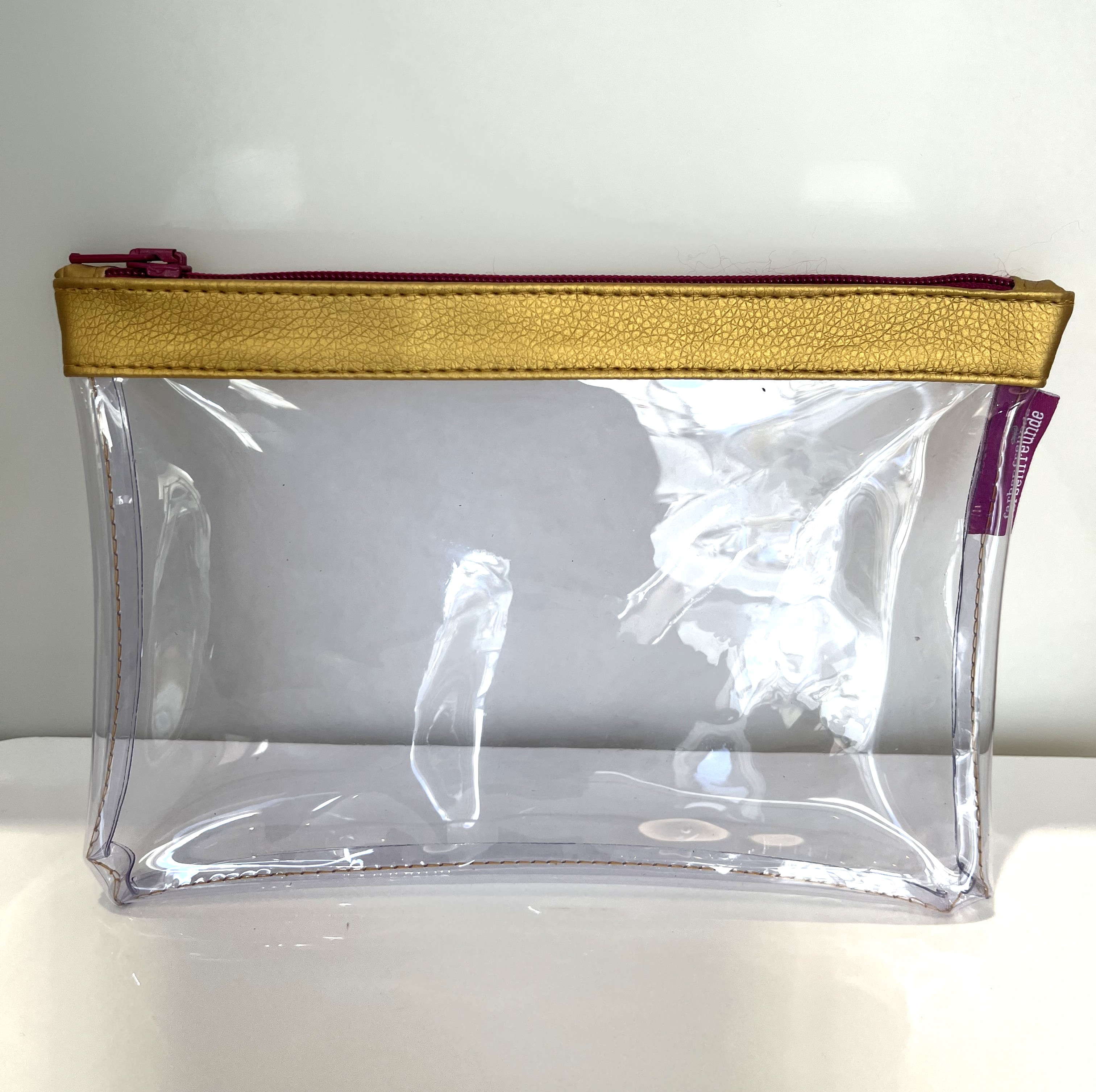 Toilettentasche, flach, gold