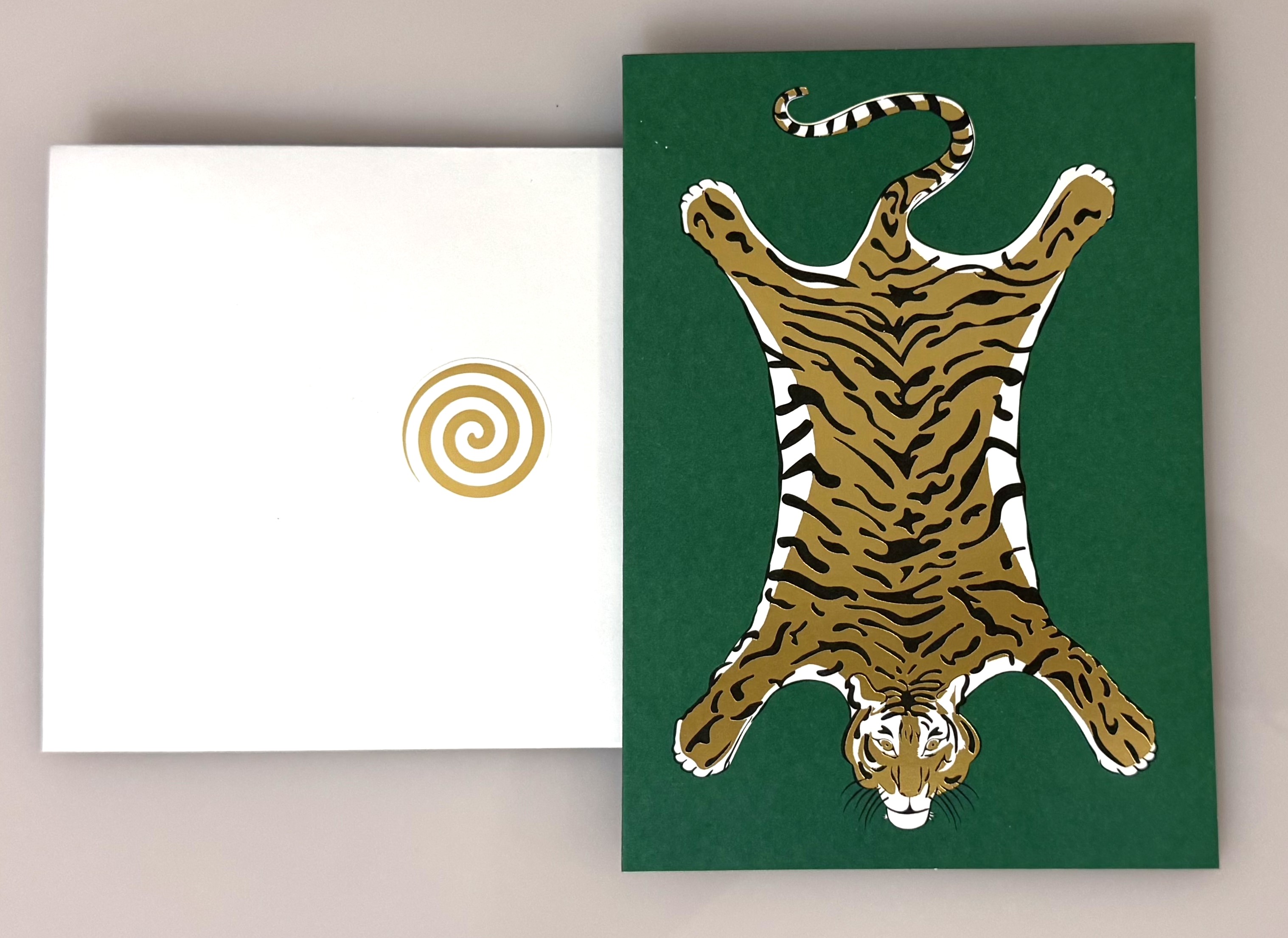 Karte mit Tiger grün/ gold