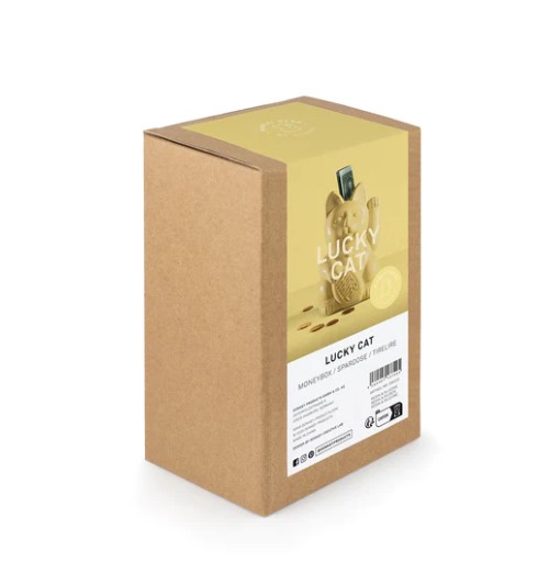 Winkekatze Spardose hellgelb