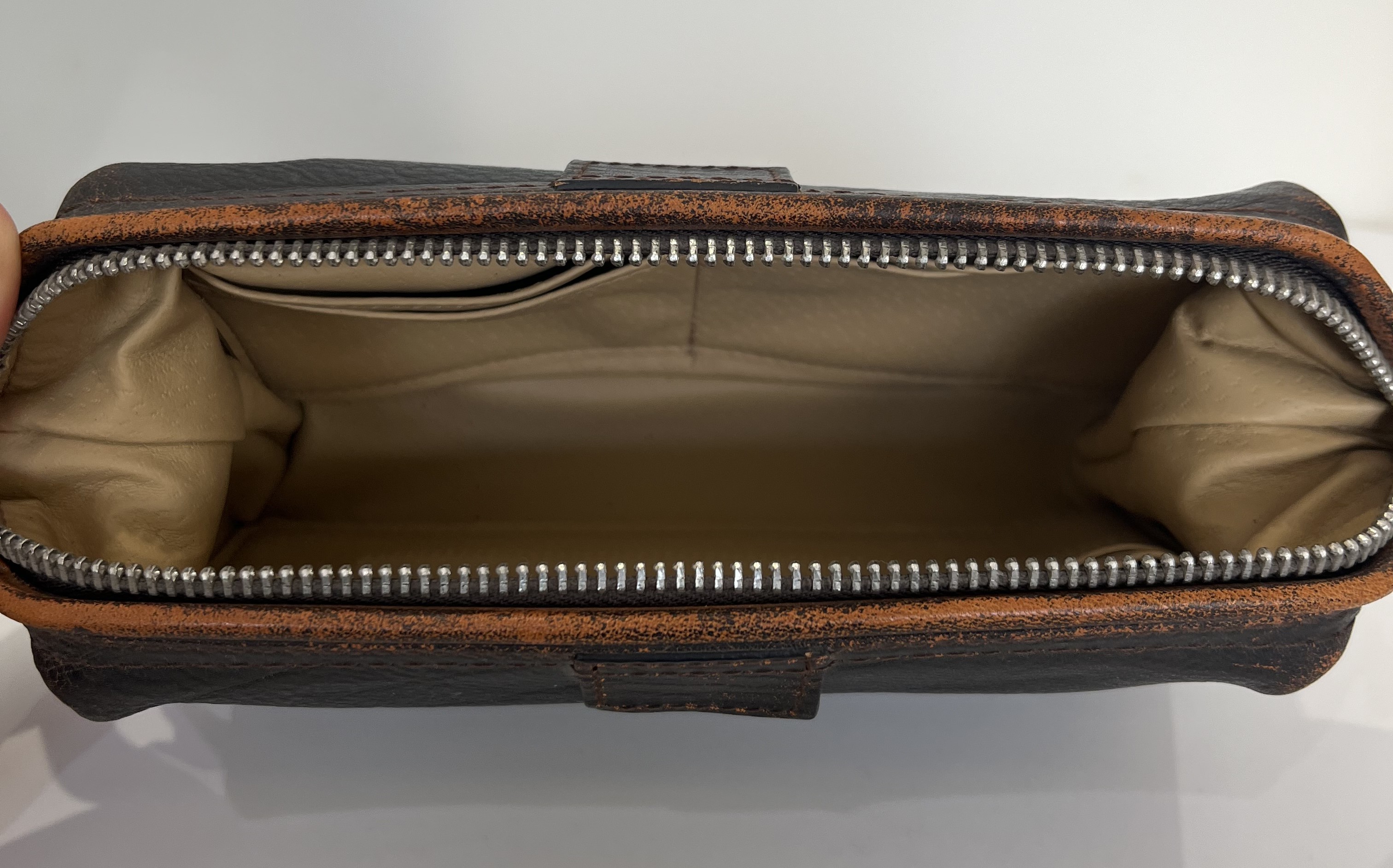 Hammann Toilettentasche Leder, braun Usedlook