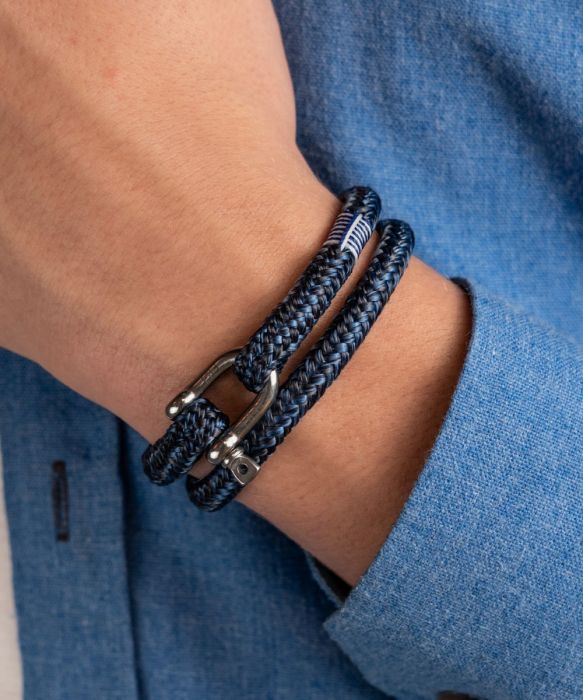 Armband Salty Steve Navy-Blue Slate Gray Silver Gr. S